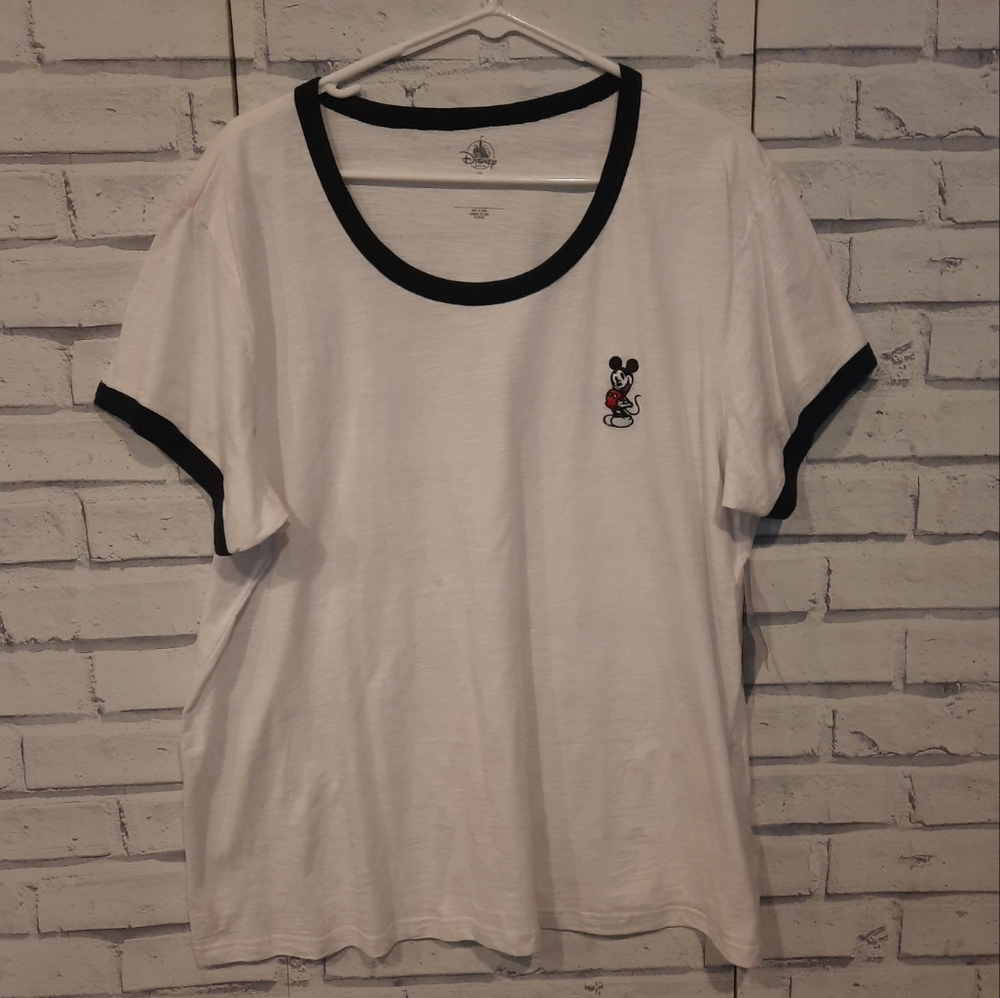 Disney Store Women's Size 2XL Ringer Tee Black White Mickey Mouse Brand New